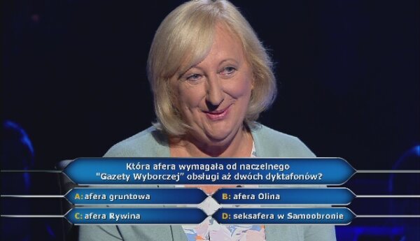 Mąż nie pomógł. Sympatyczna uczestniczka odpadła przy pytaniu za 75 tysięcy